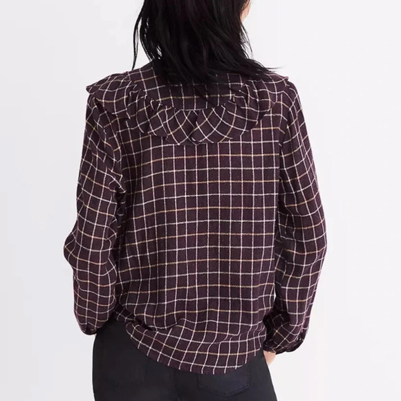 Madewell Plaid Ruffle-Front Top - Picture 8 of 9